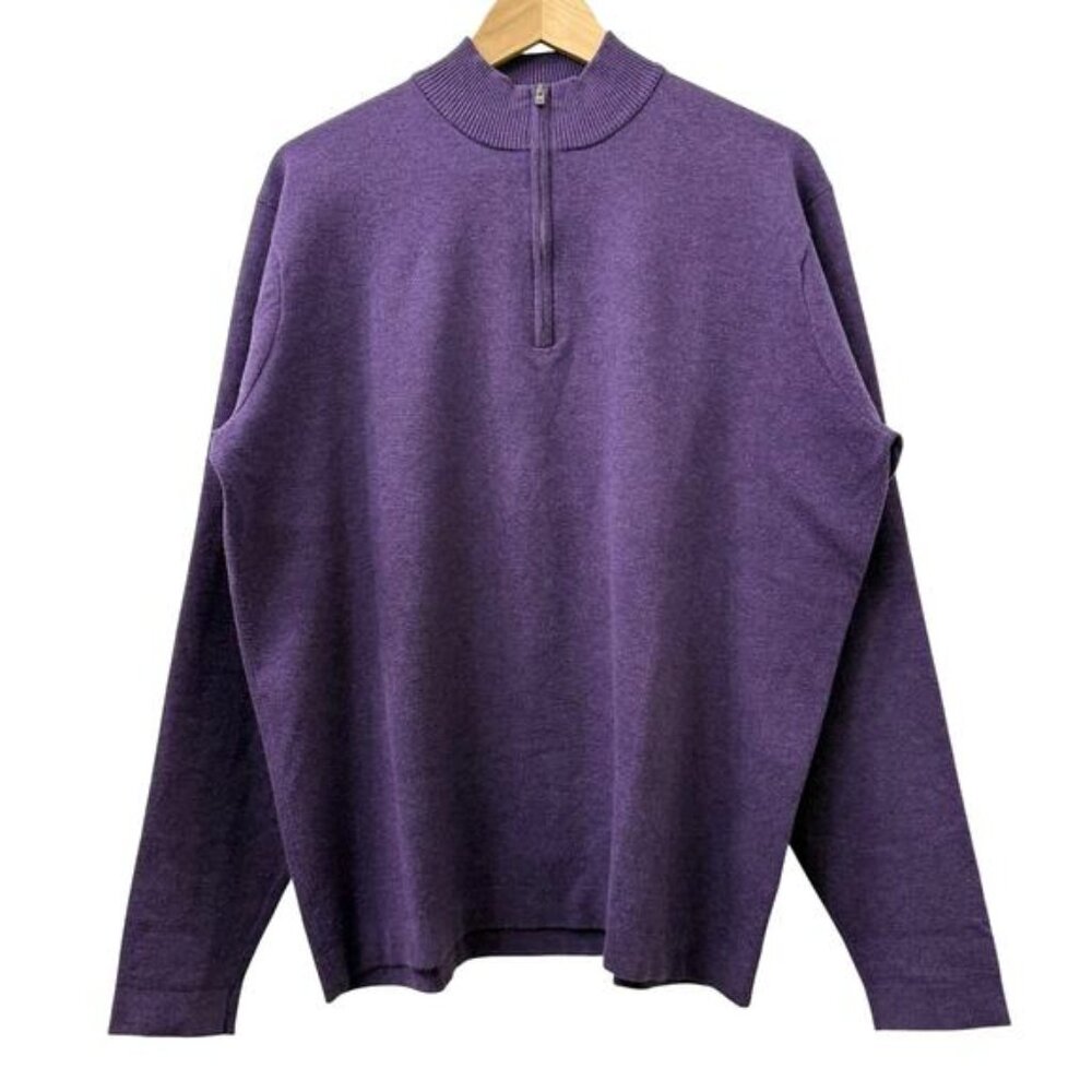 Peter Millar Large Crown Sport Purple 1/4 Zip Sweater Golf‎ Fall Spring Party